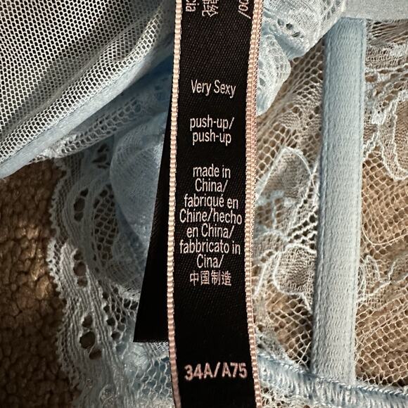 Victoria’s Secret Very Sexy Lace Push-Up Longline Bustier 34A Blue Corset - Picture 5 of 9